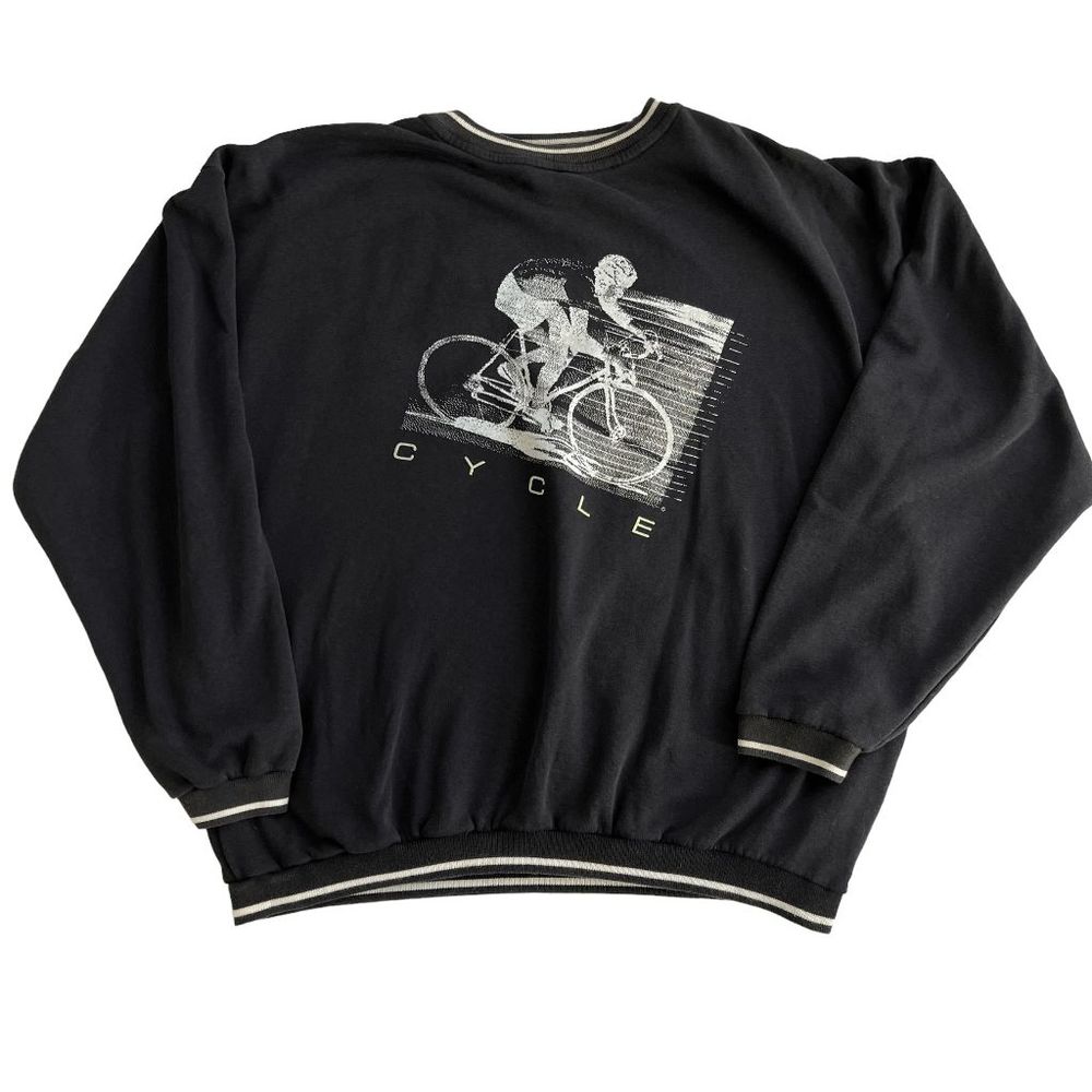 Black Vintage Cycle Sweatshirt with Back of Shirt Pockets